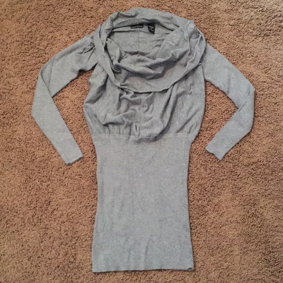 Moda International Cowl Neck Gray Sweater Dress XS - Picture 5 of 10